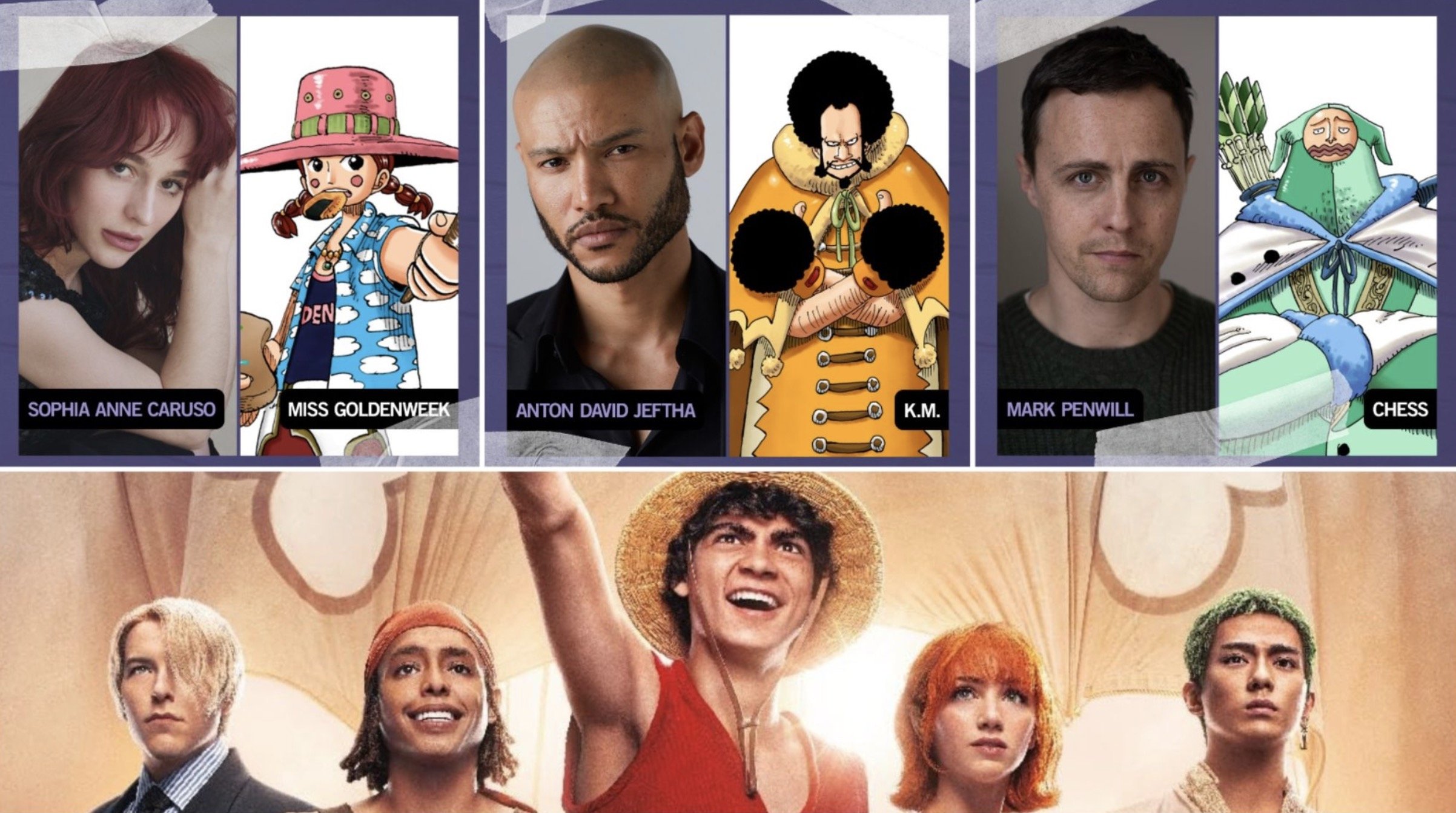 The cast of the ONE PIECE live action series includes Sophia Anne Caruso, Mark Penwill and Anton David Jeftha